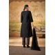 Black Straight-cut Muslin Elegant Ensemble Kurta Set With Dupatta | Stylish | Classy | Festive wear 