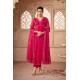 Bright Pink Organza Flared Embroidered Kurta Set with Dupatta | Stylish | Ethnic | Festive wear