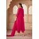 Bright Pink Organza Flared Embroidered Kurta Set with Dupatta | Stylish | Ethnic | Festive wear