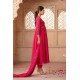Bright Pink Organza Flared Embroidered Kurta Set with Dupatta | Stylish | Ethnic | Festive wear