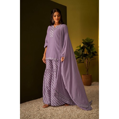Lilac Purple Short Kurta Sharara and Dupatta Set | Stylish | Ethnic | Festive wear Lilac Purple Short Kurta Sharara and Dupatta Set | Stylish | Ethnic | Festive wear