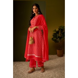 Crimson Red Silk Blend A-line Checkered Gotta Patti Kurta Set with dupatta | Stylish | Elegant and Classy | Festive wear 
