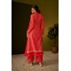 Crimson Red Silk Blend A-line Checkered Gotta Patti Kurta Set with dupatta | Stylish | Elegant and Classy | Festive wear 