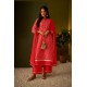 Crimson Red Silk Blend A-line Checkered Gotta Patti Kurta Set with dupatta | Stylish | Elegant and Classy | Festive wear 
