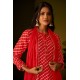Crimson Red Silk Blend A-line Checkered Gotta Patti Kurta Set with dupatta | Stylish | Elegant and Classy | Festive wear 