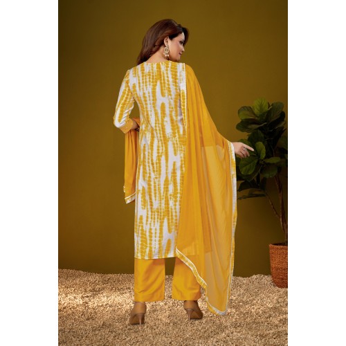 Yellow Tie-Dye kurta with pants and dupatta set| Stylish | Ethnic | Festive wear Yellow Tie-Dye kurta with pants and dupatta set| Stylish | Ethnic | Festive wear