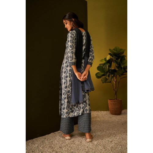 Elegant Black ethnic print straight Kurta pant set with dupatta | Stylish | Ethnic | Festive wear Elegant Black ethnic print straight Kurta pant set with dupatta | Stylish | Ethnic | Festive wear