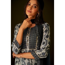 Elegant Black ethnic print straight Kurta pant set with dupatta | Stylish | Ethnic | Festive wear
