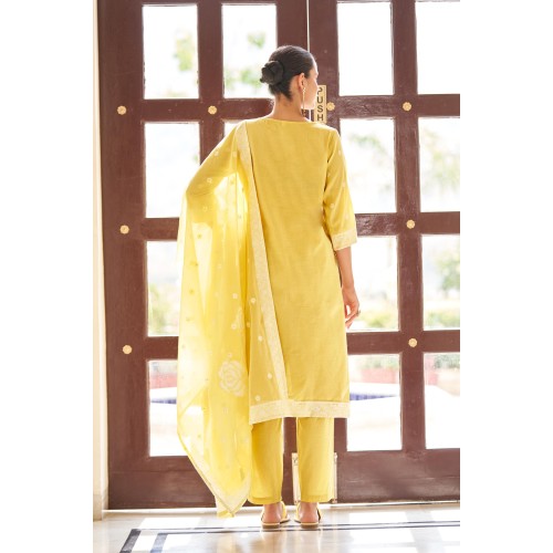 Graceful warm yellow Pollycotton Kurta Set with Floral Embroidery and Matching Dupatta | Stylish | Ethnic | Festive wear Graceful warm yellow Pollycotton Kurta Set with Floral Embroidery and Matching Dupatta | Stylish | Ethnic | Festive wear