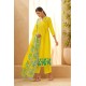 Lemon Yellow Silk Blend Floral Printed Flared Kurta Palazzo and Dupatta | Traditional Collection | Floral printed |Stylish and Elegant 