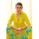 Lemon Yellow Silk Blend Floral Printed Flared Kurta Palazzo and Dupatta | Traditional Collection | Floral printed |Stylish and Elegant 