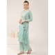 Aqua Blue Rayon Slub Straight-cut Floral Print Kurta Set with Dupatta | Traditional Collection | Floral printed | Elegant and Classy 