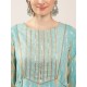 Aqua Blue Rayon Slub Straight-cut Floral Print Kurta Set with Dupatta | Traditional Collection | Floral printed | Elegant and Classy 