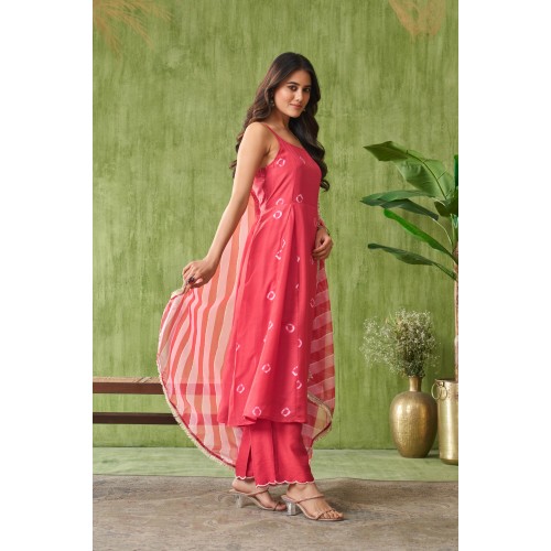 Pink Dyed Regular Square Neck Sleeveless Straight Kurta with palazzo & Dupatta | Stylish | Elegant | Festive wear Pink Dyed Regular Square Neck Sleeveless Straight Kurta with palazzo & Dupatta | Stylish | Elegant | Festive wear