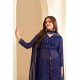 Navy Blue Floral Embroidered V-Neck A-Line Kurta with Palazzos & Dupatta | Traditional Collection | Ethnic | Festive wear 