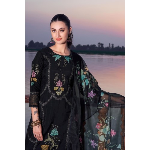 Black Roman Silk Embroidered Straight Kurta Set with Dupatta | Traditional Collection | Elegant and Classy | Festive wear Black Roman Silk Embroidered Straight Kurta Set with Dupatta | Traditional Collection | Elegant and Classy | Festive wear