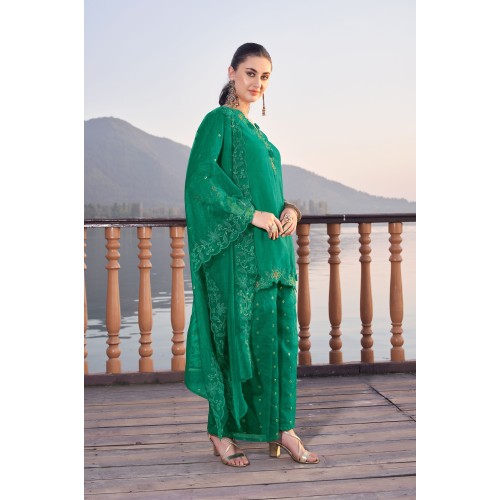 Green Roman Satin Short Embroidered Kurta , Sharara Set with Dupatta | Stylish | Traditional Collection | Ethnic | Classy Green Roman Satin Short Embroidered Kurta , Sharara Set with Dupatta | Stylish | Traditional Collection | Ethnic | Classy