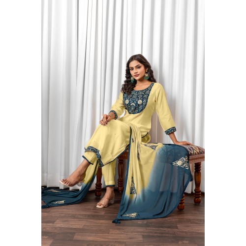 Beige Roman Silk Straight Embroidered Kurta Set with Dupatta |Traditional | Stylish | Elegant | Festive wear Beige Roman Silk Straight Embroidered Kurta Set with Dupatta |Traditional | Stylish | Elegant | Festive wear