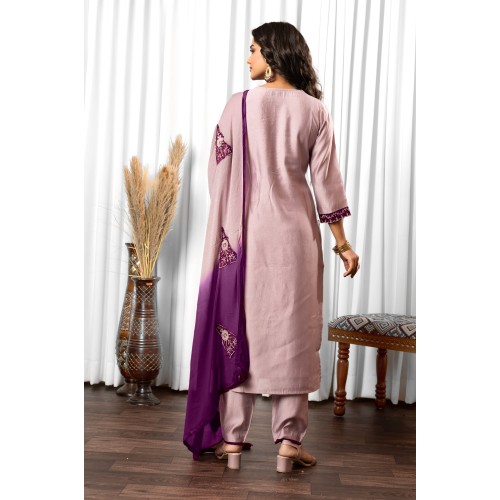 Lilac purple Roman Silk Straight Embroidered Kurta Set with Dupatta |Traditional | Stylish | Elegant | Festive wear Lilac purple Roman Silk Straight Embroidered Kurta Set with Dupatta |Traditional | Stylish | Elegant | Festive wear