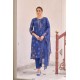 Rich Blue Pure Tabby Digital Printed Straight Embroidered Kurta Set with Dupatta | Traditional Collection | Ethnic | Festive wear 