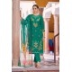 Emerald Green Roman Silk A-line Floral Embroidered Kurta Set with Dupatta | Traditional Collection | Floral Embroidery work | Festive wear 