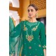 Emerald Green Roman Silk A-line Floral Embroidered Kurta Set with Dupatta | Traditional Collection | Floral Embroidery work | Festive wear 