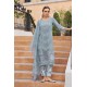 Grey Roman Silk Straight-cut Embroidered Kurta Set with Dupatta | Traditional Collection | Elegant | Classy | Festive wear 