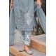 Grey Roman Silk Straight-cut Embroidered Kurta Set with Dupatta | Traditional Collection | Elegant | Classy | Festive wear 