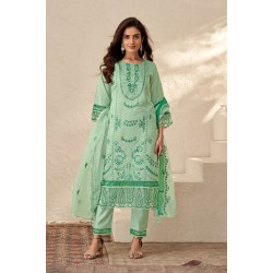 Mint Green Roman Silk A-Line Embroidered Kurta Set with Dupatta | Traditional Collection | Ethnic | Stylish and Classy