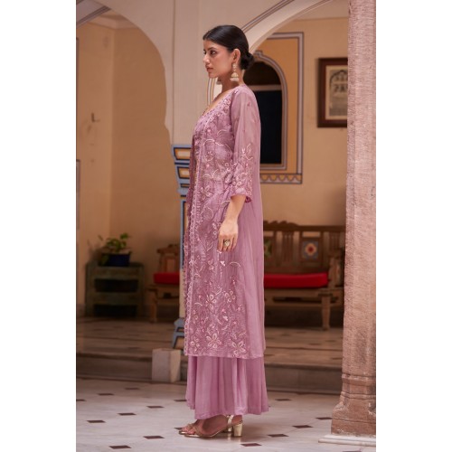 Lilac purple embroidered shrug kurti, crop top and sharara set | Traditional Collection | Elegant and Classy | Festive wear Lilac purple embroidered shrug kurti, crop top and sharara set | Traditional Collection | Elegant and Classy | Festive wear