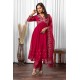 Red silk blend Flared Anarkali style embroidered kurta set with dupatta | Traditional Collection | Ethnic | Embroidery work | Festive wear 