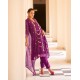 Rich Purple Silk Blend Straight-cut Floral embroidered kurta set with dupatta | Traditional Collection | Floral Embroidery Work | Festive wear 