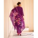 Rich Purple Silk Blend Straight-cut Floral embroidered kurta set with dupatta | Traditional Collection | Floral Embroidery Work | Festive wear 