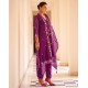 Rich Purple Silk Blend Straight-cut Floral embroidered kurta set with dupatta | Traditional Collection | Floral Embroidery Work | Festive wear 