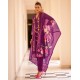 Rich Purple Silk Blend Straight-cut Floral embroidered kurta set with dupatta | Traditional Collection | Floral Embroidery Work | Festive wear 
