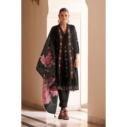 Elegant Black Floral Straight Embroidered kurta set with dupatta | Traditional Collection | Ethnic and Classy | Festive wear 