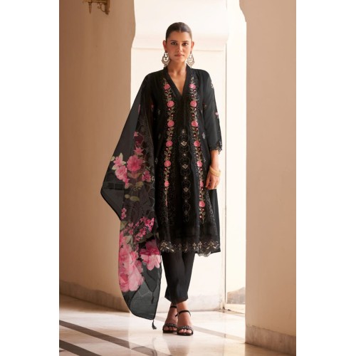 Elegant Black Floral Straight Embroidered kurta set with dupatta | Traditional Collection | Ethnic and Classy | Festive wear 
