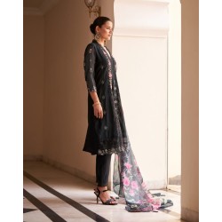Elegant Black Floral Straight Embroidered kurta set with dupatta | Traditional Collection | Ethnic and Classy | Festive wear 