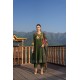 Dark green Silk Blend Anarkali Style embroidered kurta set with dupatta | Embroidery work | Traditional work | Ethnic | Festive wear 